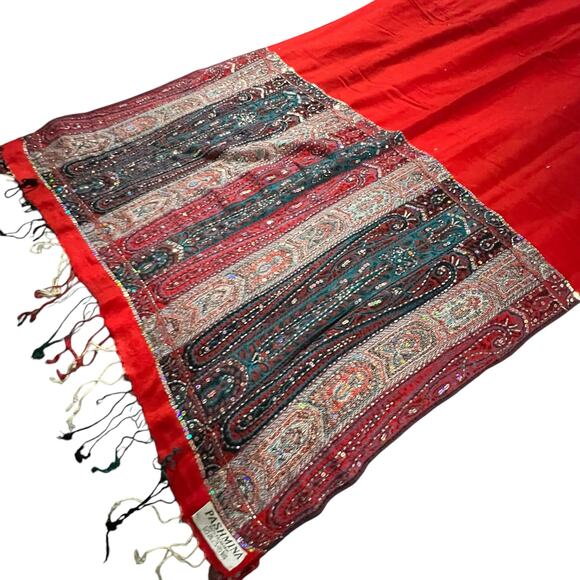 Elegant Lightweight Soft Pashmina-Style Shawl Wrap Scarf with Sequins Ultra-Soft - Picture 10 of 16